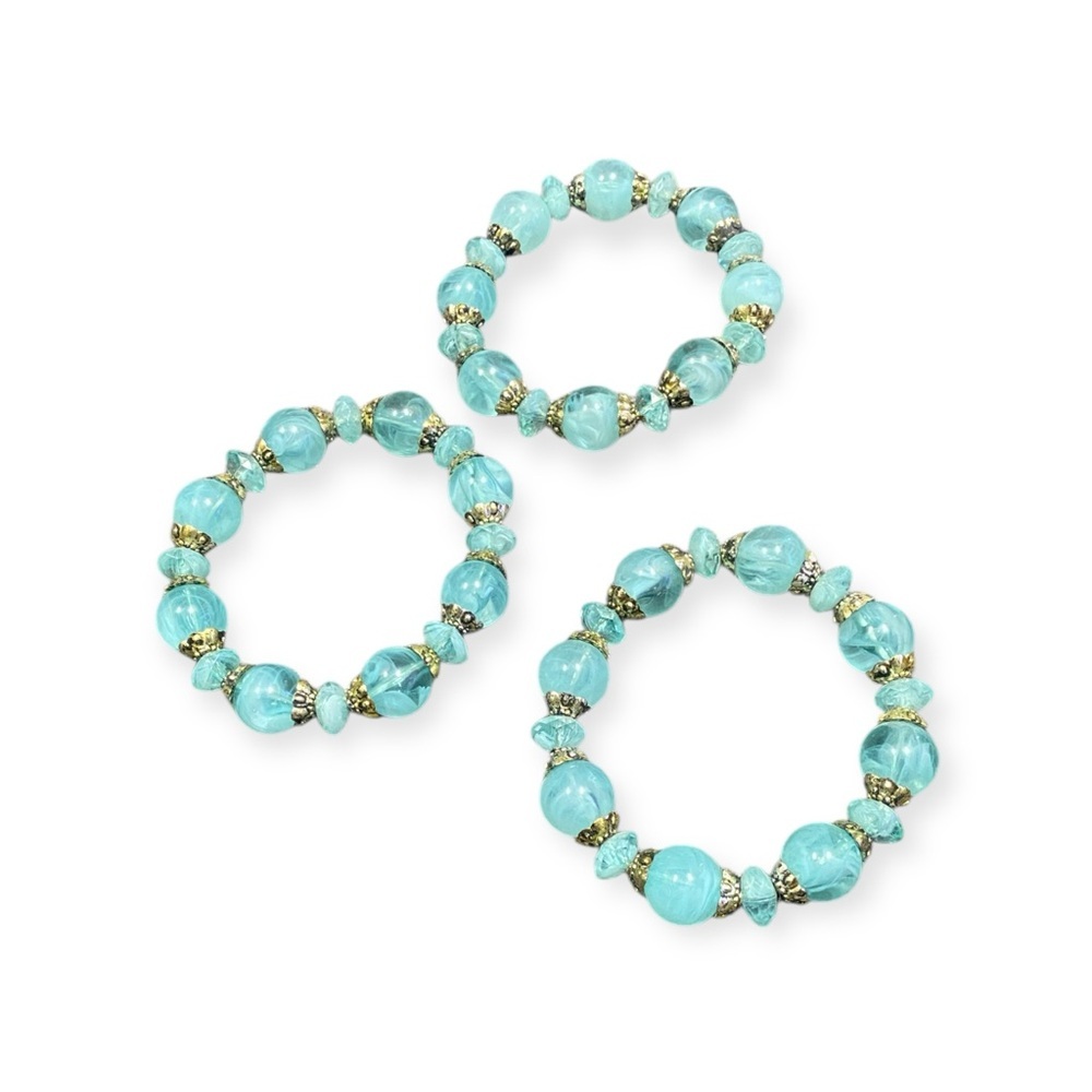 Elegant Turquoise Beaded Stretch Bracelet Set